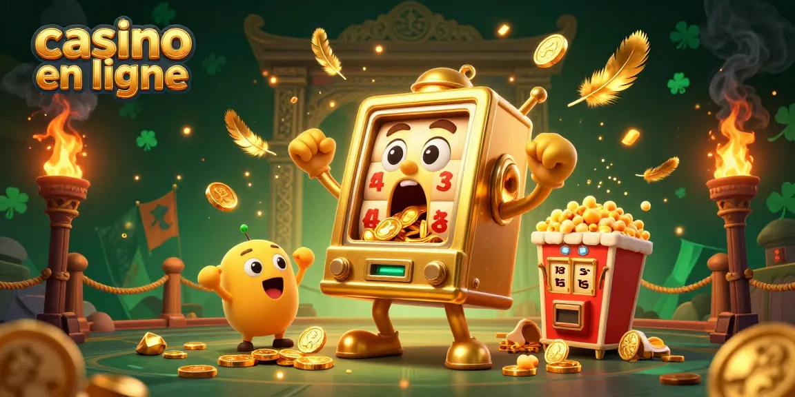 Jackpot incroyable sur un casino en ligne, où une machine à sous vivante explose de pièces d'or.