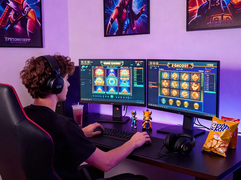 Engaging slot gacor gaming experience with vibrant interfaces and lively atmosphere.