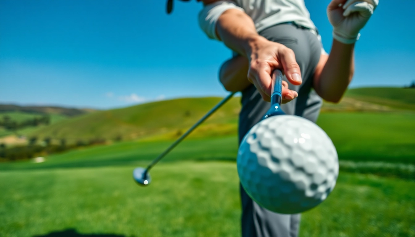 Golf swing captured with precision on a vibrant course.
