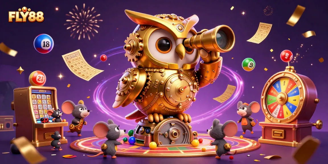 Experience the thrill of FLY88 with colorful lottery elements and engaging casino art.