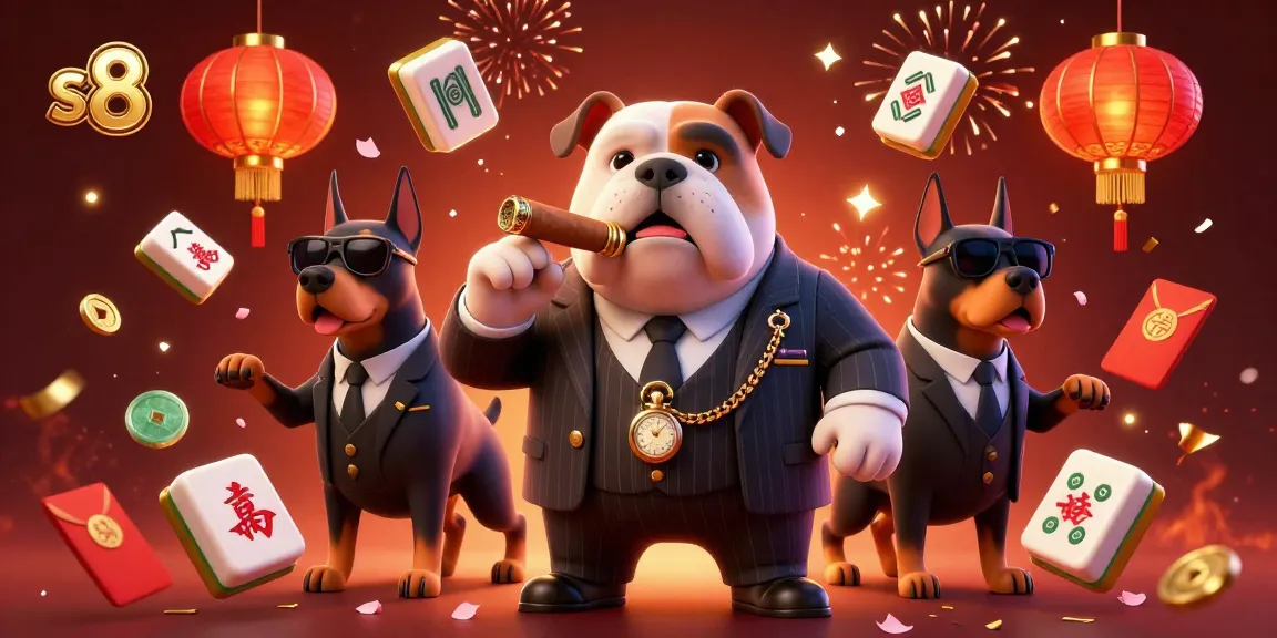 Join the thrilling action at s8 with a dynamic scene featuring a mafia bulldog surrounded by vibrant casino elements.
