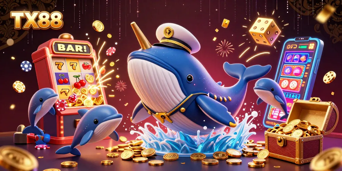 Engage with TX88's thrilling casino games, featuring a vibrant scene of joyful characters in action.