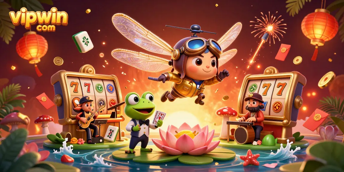 Experience thrilling gameplay at vipwin com with energetic characters and casino elements in a vibrant scene.