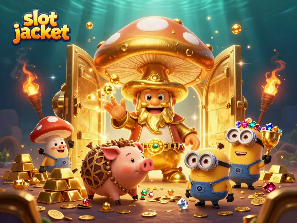 Spin the reels at slot jackpot with golden treasures, gems, and magical elements