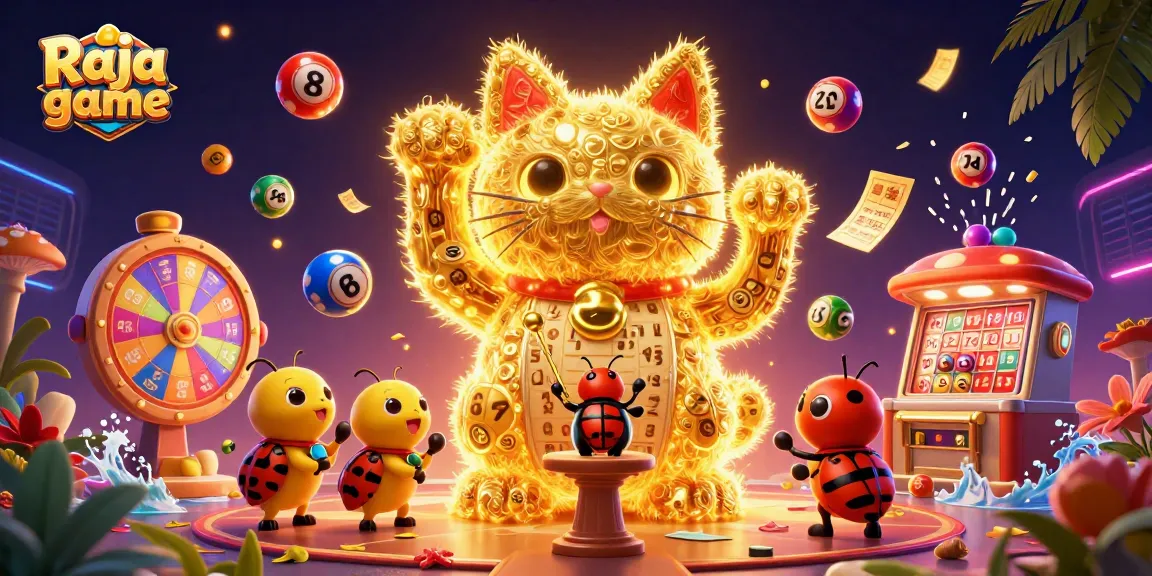 Join the thrill of Raja game with golden fireflies and vibrant casino symbols in an enchanting 3D scene.