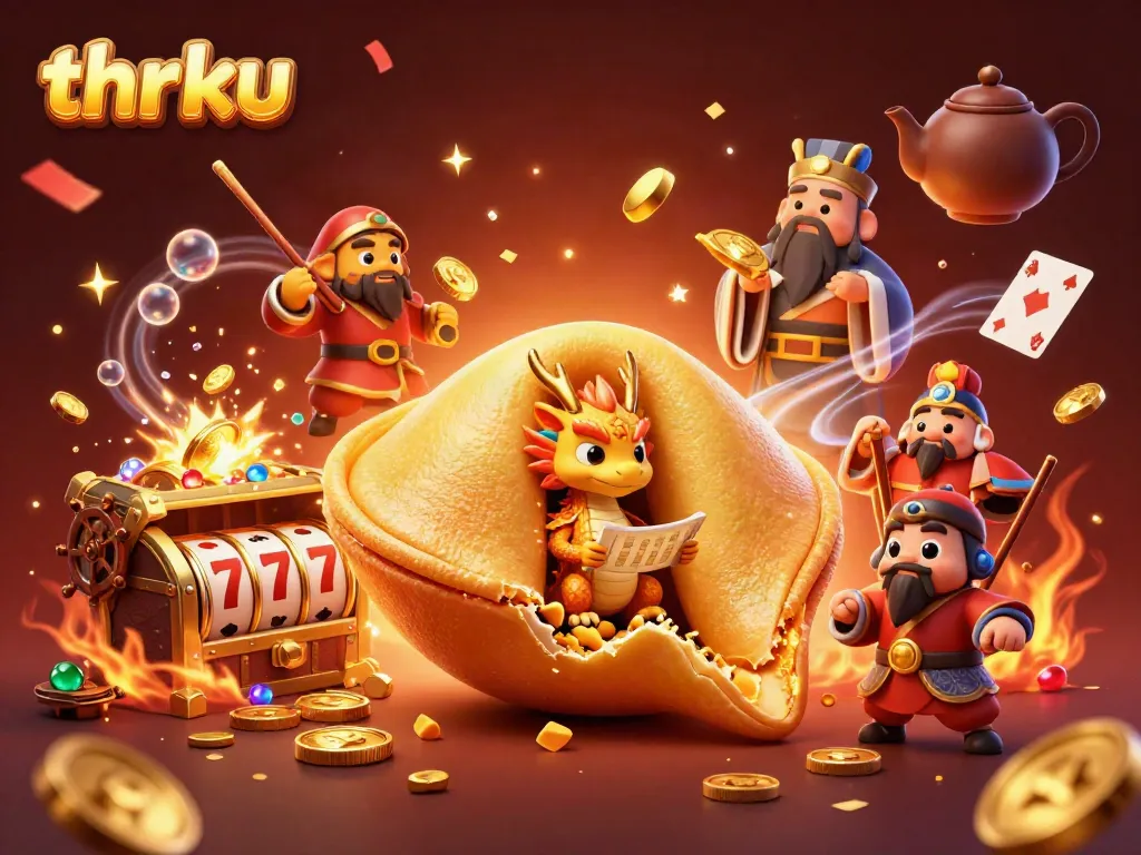 Experience thrilling slot wins at thrku with a dynamic 3D scene of fortune and excitement.