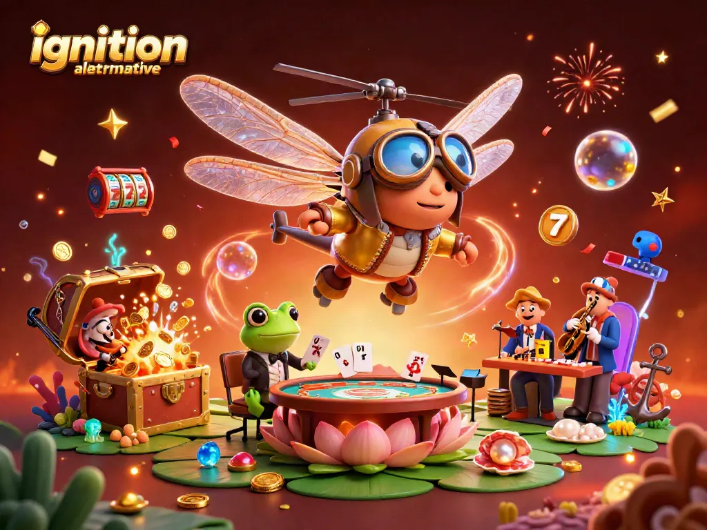 Experience the excitement of gambling with ignition alternative in this vibrant casino scene.