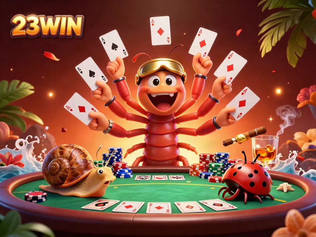 Experience the thrill of 23WIN with a vibrant, interactive 3D casino illustration.