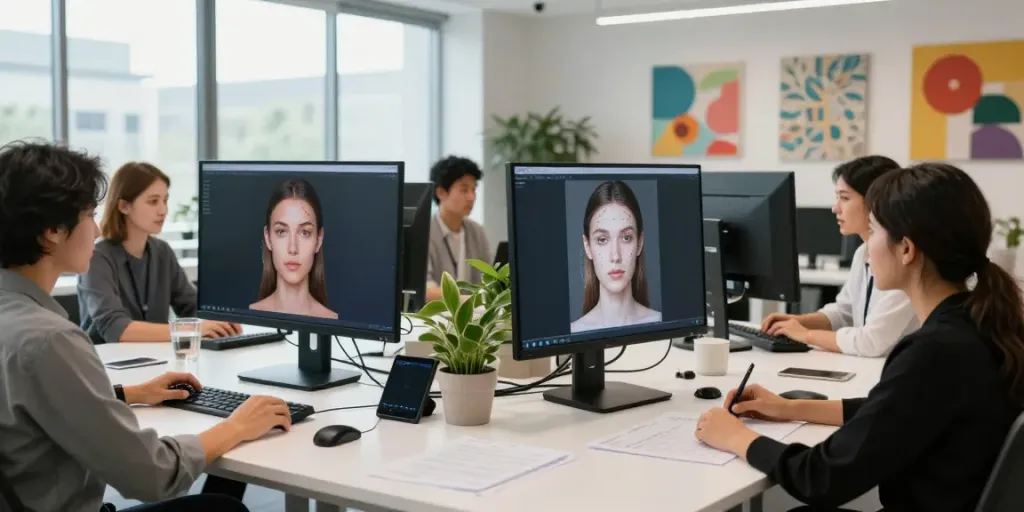 Alternatives to QOVES: beauty analysis professionals collaborating in modern workspace.