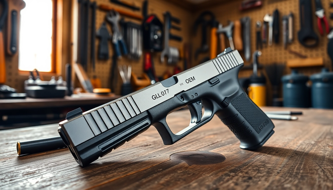 Showcasing glock 17 slide oem in a detailed view, highlighting precision craftsmanship and sleek design.