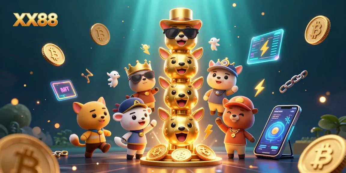 Engage with XX88's vibrant 3D casino world featuring a golden totem and crypto elements.