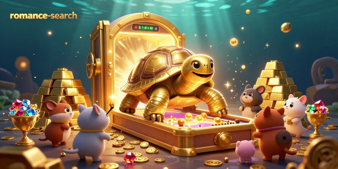 Engage with the romance-search slot experience, featuring a colossal golden tortoise and treasure galore.