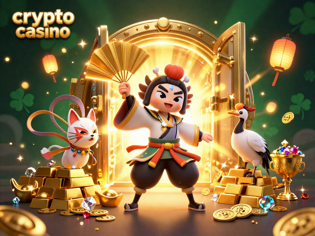 Profitez de l'expérience immersive d'un casino crypto avec un guerrier kabuki et des éléments de blockchain