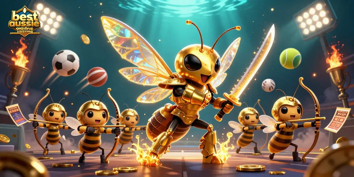 Engaging scene from the best aussie online casinos showcasing vibrant characters and sports elements.