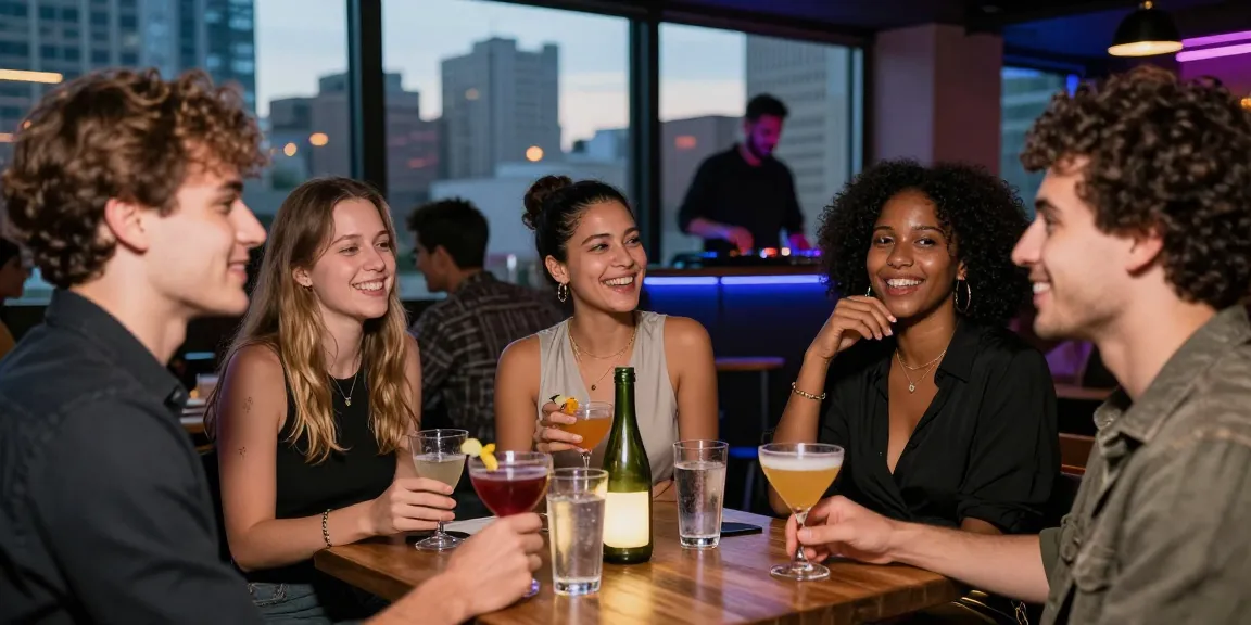 Cityescorthub nightlife scene showcasing friends enjoying cocktails in an urban setting.