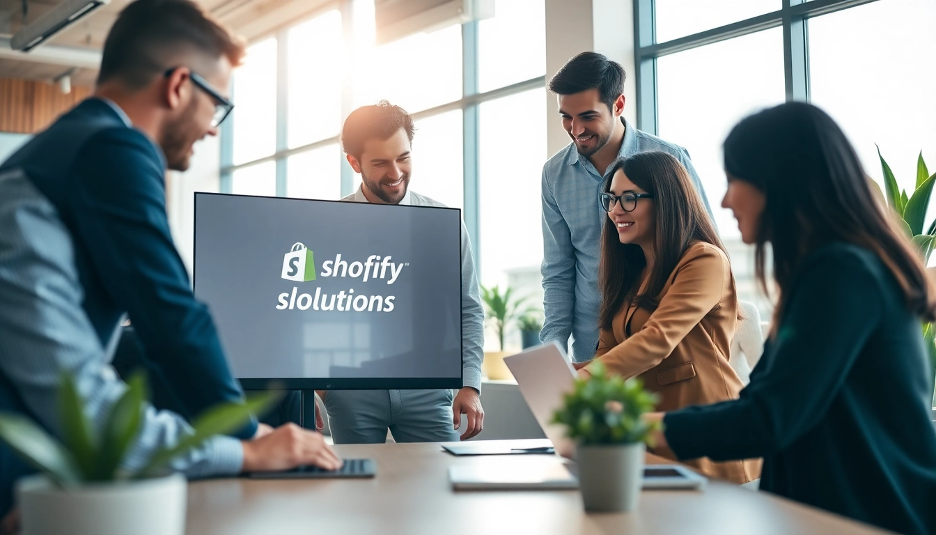 Showcasing a Premium Shopify agency team collaborating on eCommerce solutions in a bright office.