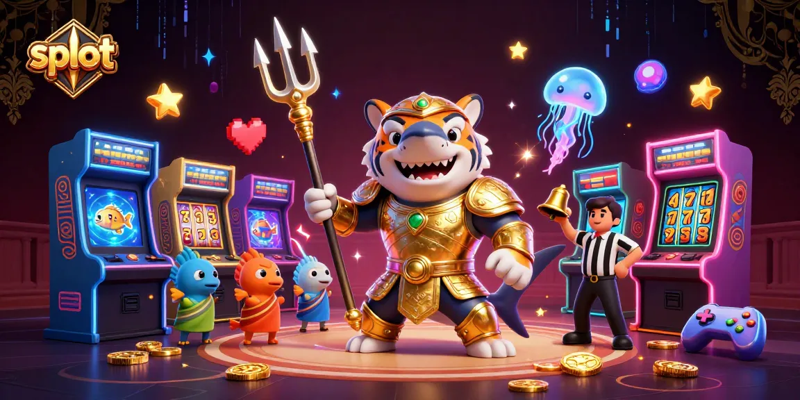 Experience thrilling slot action with a tiger shark warrior amidst dynamic game elements in a vibrant casino.