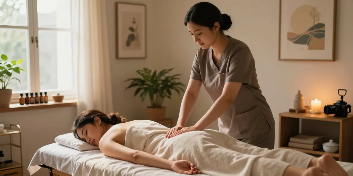 Client enjoying a relaxing massage at a professional 오피사이트 in a tranquil setting.