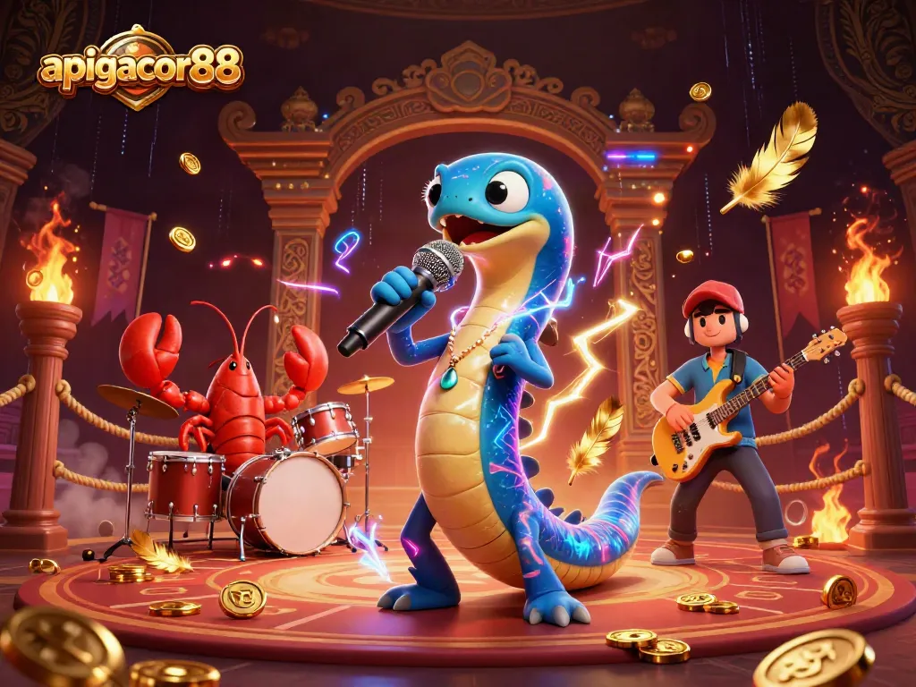 Engage in thrilling gaming with apigacor88 at an underwater casino featuring vibrant characters.