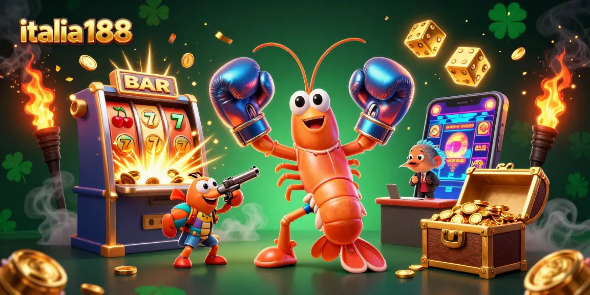 Mainkan slot gacor di italia188 dengan hadiah jackpot melimpah dan simbol keberuntungan terbang di sekitar.