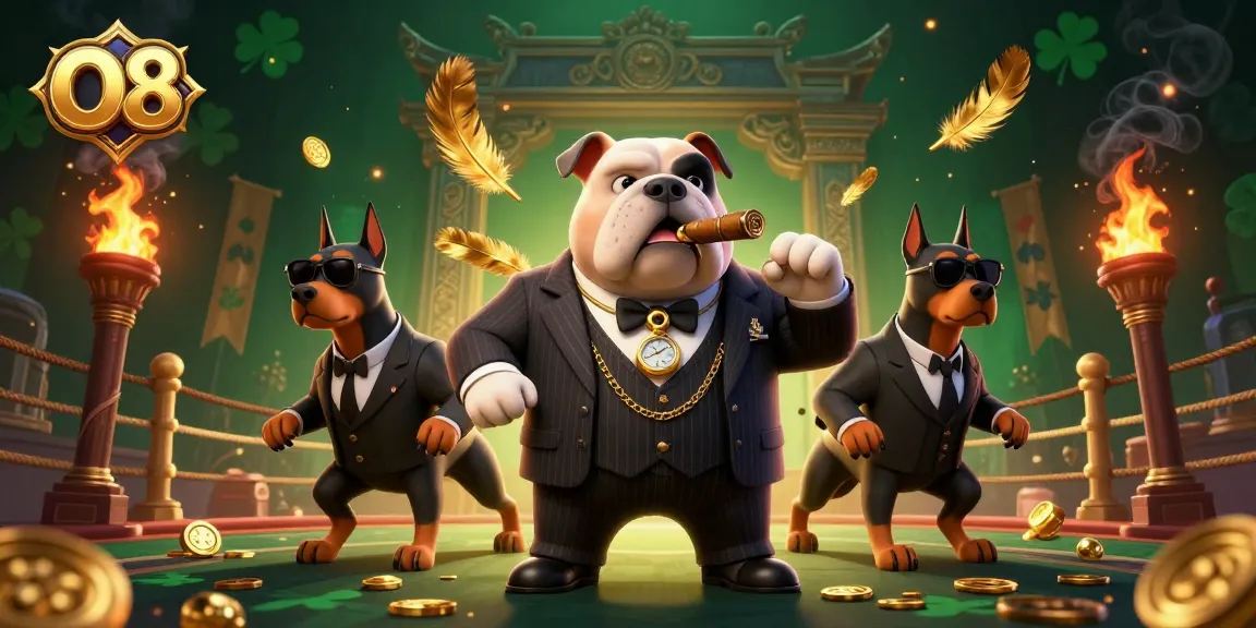Engage in exciting gameplay at O8 with a mafia boss and bodyguards in a rich casino scene.