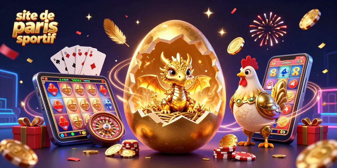 Faites vos jeux sur le site de paris sportif avec un dragon en or et des jetons brillants