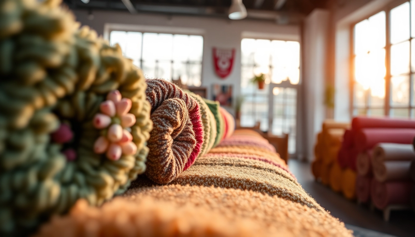 Discover vibrant boucle stof textures and colors in this artistic fabric display.