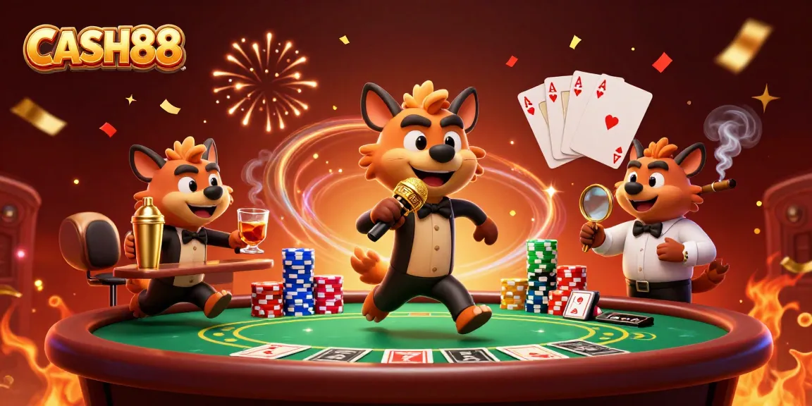 CASH88 showcases a vibrant comedy casino scene with hyenas in action, enhancing player excitement
