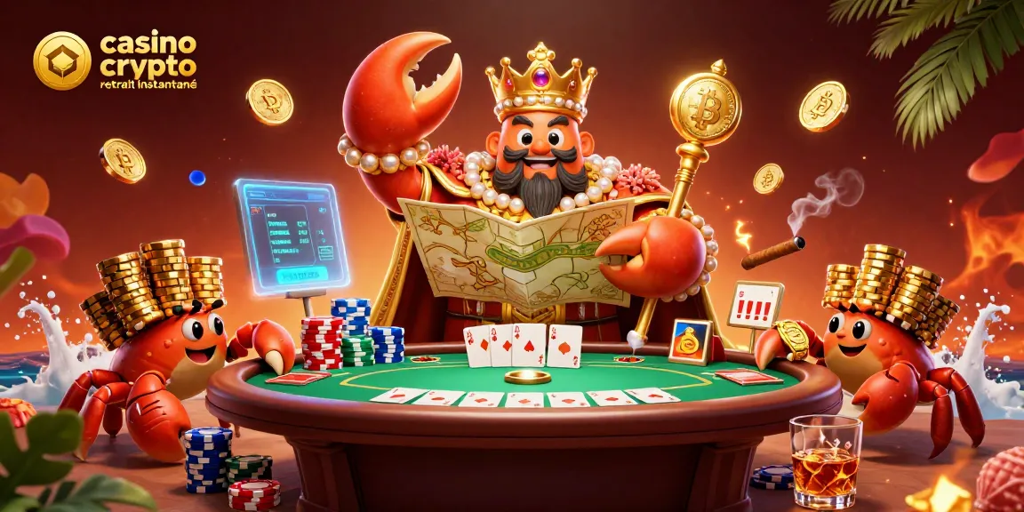 Retirez rapidement vos gains dans un casino crypto retrait instantané avec des crabes joueurs et des éléments de poker.
