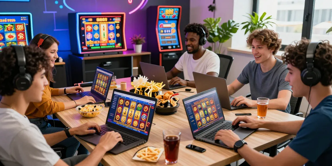 Engaged players enjoying 888 slot games in a vibrant online gaming environment with colorful graphics and casual atmosphere.