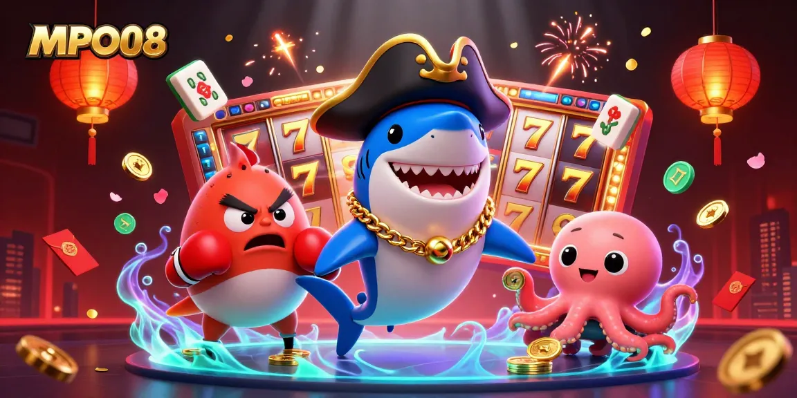 MPO08 engages players with vibrant slot games featuring colorful characters and gold elements.