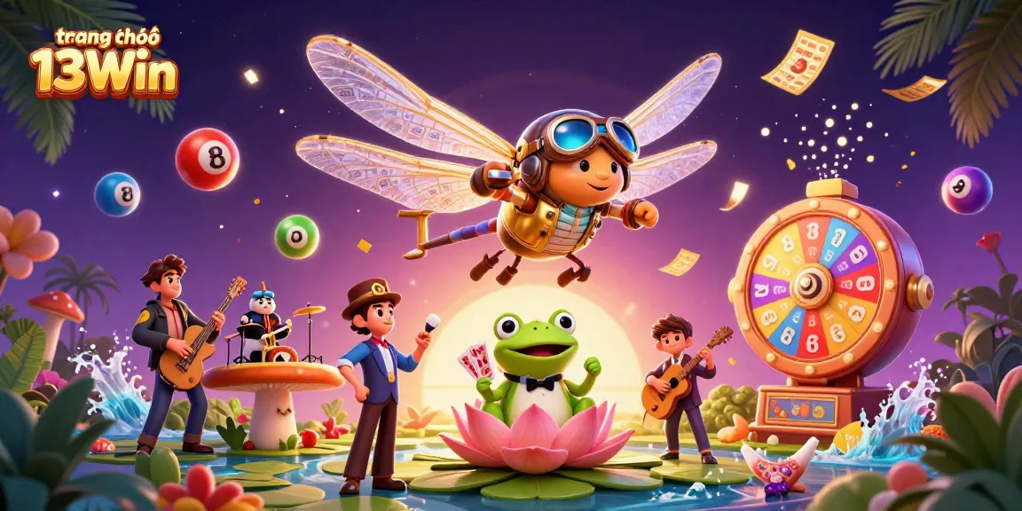 Engage with the vibrant scene at trang chủ 13Win featuring a whimsical dragonfly pilot and thrilling casino action.