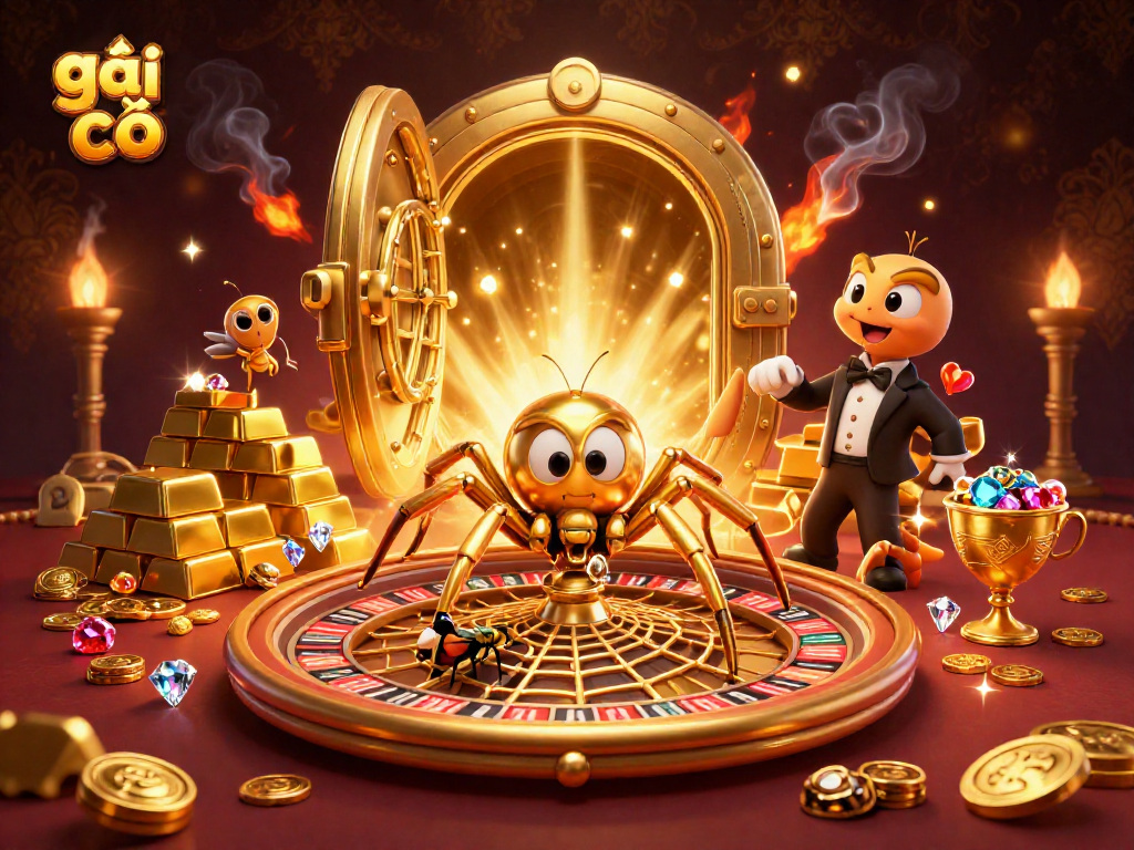 Hình ảnh gái gọi đặt cược tại sòng bạc với bánh roulette và chất liệu vàng lấp lánh.
