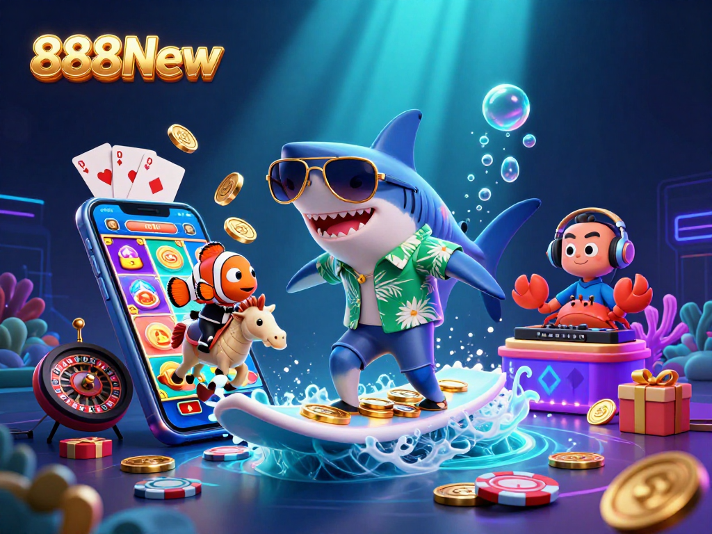 Experience thrilling fun at 888New with an exciting underwater casino adventure showcasing vibrant characters and games.