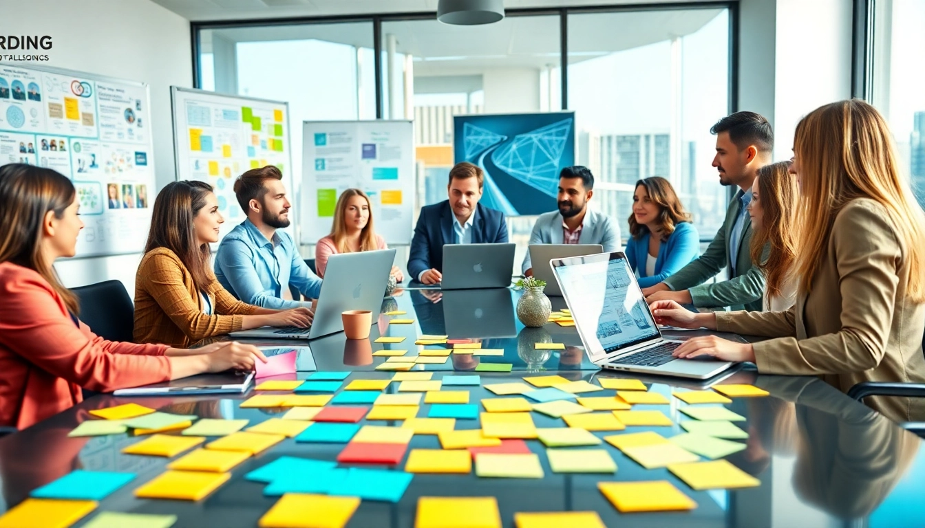 Collaborative team strategizing Digital Branding Services Melaka in a vibrant office setting.