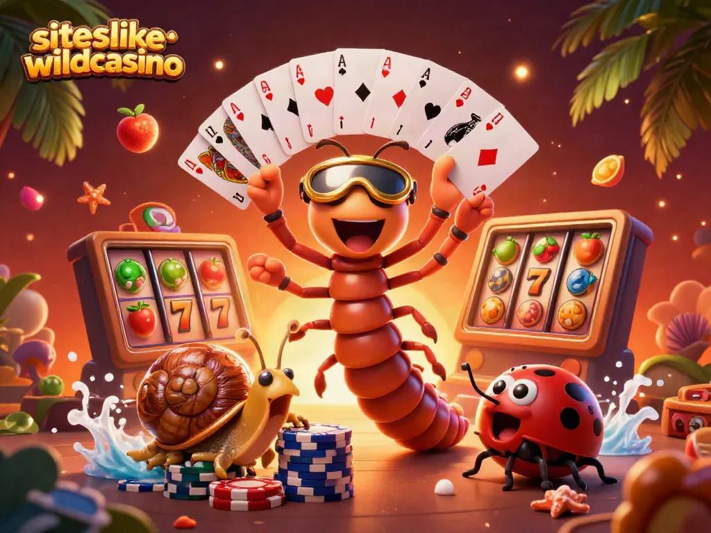 Play and win big at siteslikewildcasino with vibrant 3D casino illustration showcasing diverse gaming elements.