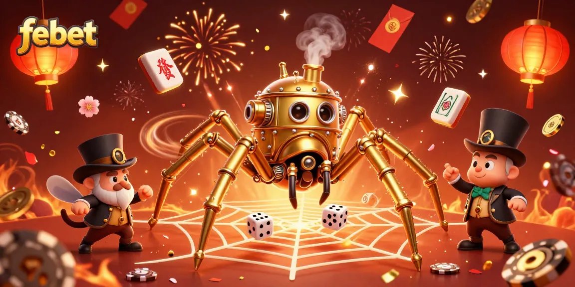 Experience intense gaming at febet with a vibrant 3D illustration showcasing excitement and diversity.