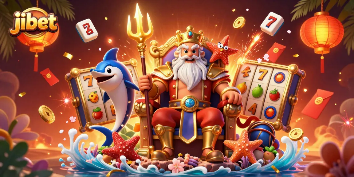 Spin the reels at jibet with a vibrant 3D casino scene full of slot symbols and festive decorations.