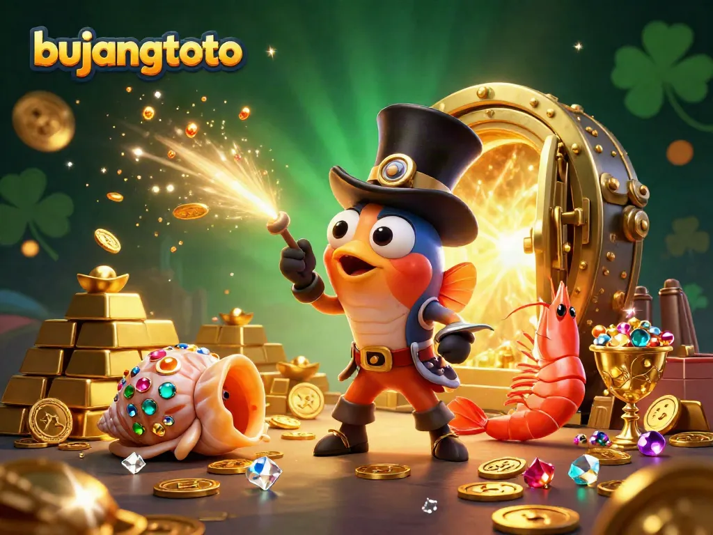 Experience thrilling gaming action with bujangtoto's vibrant underwater casino scene filled with treasures.