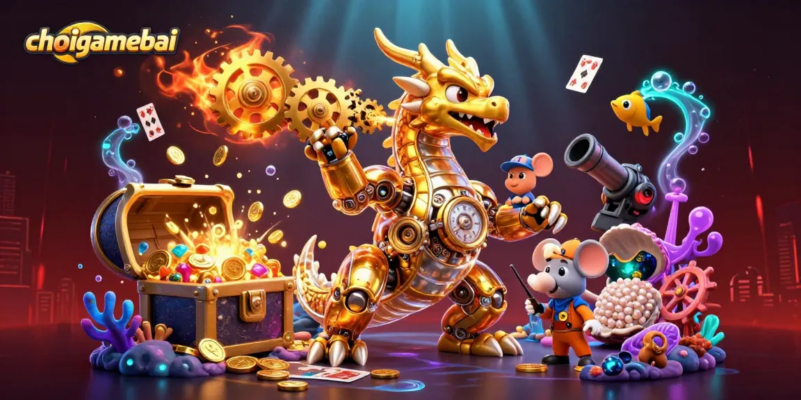 Enhance your gaming strategy with choigamebai featuring a dynamic 3D dragon and vibrant casino elements.