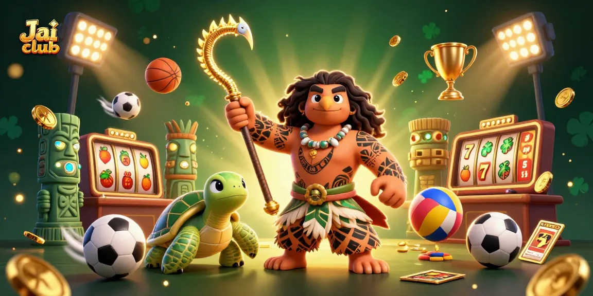 Bring your luck with Jai club's vibrant 3D casino scene featuring the demigod hawk and dynamic game elements.